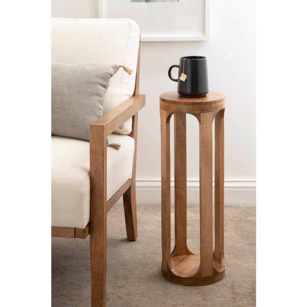 Dahl Natural Mango Wood Slatted Drink Table, 8 x 23