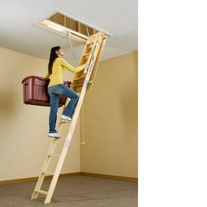 8 ft. - 10 ft., 22.5 in. x 54 in. Wood Attic Ladder with 250 lb. Maximum Load Capacity