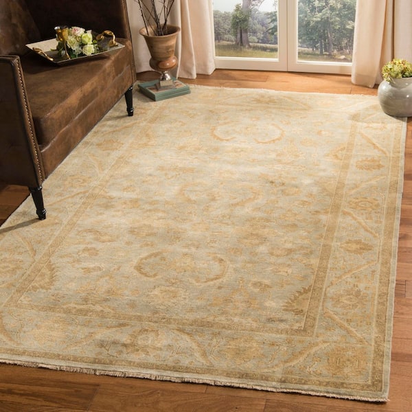 Oushak 6 ft. x 9 ft. Light Blue Oriental Area Rug
