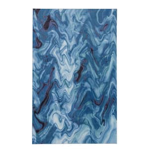 Wavelength Water 5 ft. x 8 ft. Abstract Area Rug