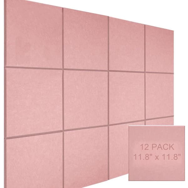 12-Pack Removable Felt Bulletin Board Wall Tiles 48 x 36 Alternative Pin Board with Push Pins Pink 12 Sheets