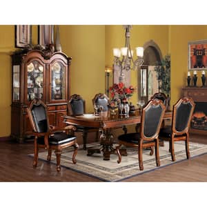 Danielle Antique Black Round Wood 46 in Double Pedestal Dining Table (Seats 6)