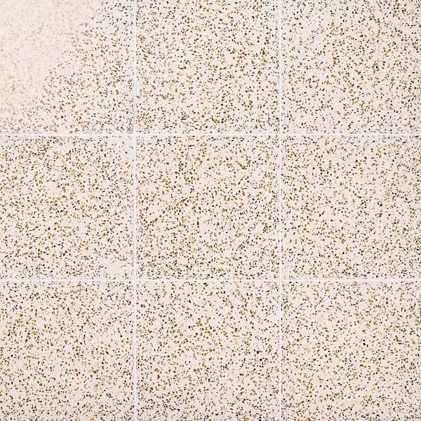 Raleigh Glass Creme Gold 16.14 in. x 16.14 in. Polished Terrazzo Floor and Wall Tile (3.61 sq. ft. / Case)
