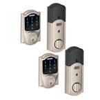Camelot Satin Nickel Connect Smart Door Lock with Alarm (2-Pack)