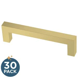 Simple Modern Square 3-3/4 in. (96 mm) Modern Satin Gold Cabinet Drawer Pulls (30-Pack)