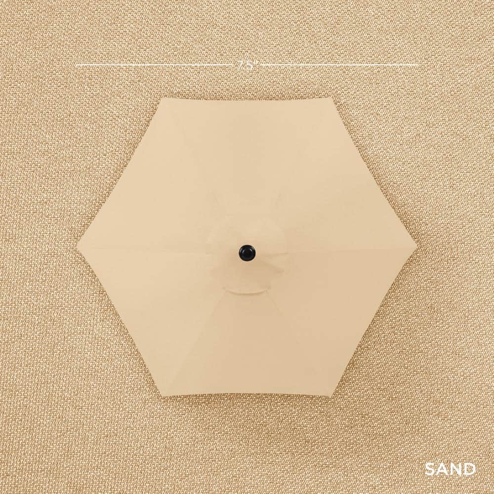 7.5ft Sand Hexagon Outdoor Umbrella with Black Steel Pole