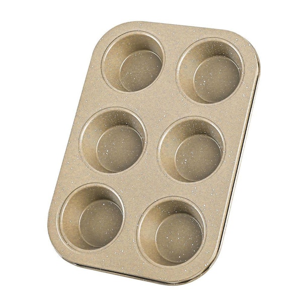6-Piece Carbon Steel Nonstick Muffin Pan Speckled Pattern Baking Pan Cupcake Cake Pan Set Easy Release