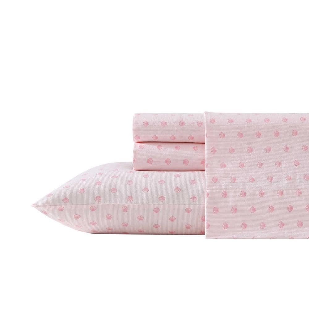 Laura Ashley Scallop Dollop Pink 4-Piece Percale Cotton Queen Sheet Set ...