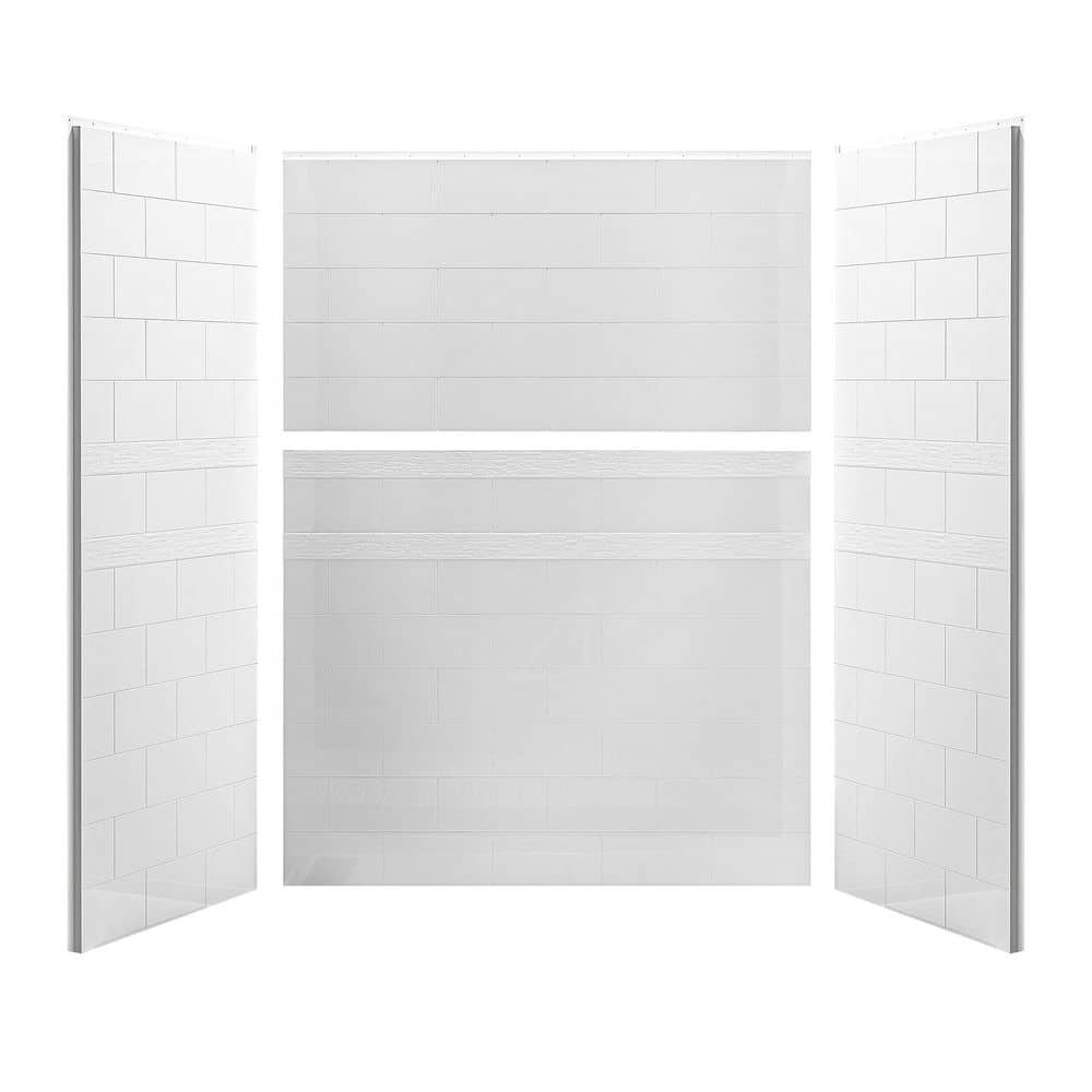 LTMATE 60 in. W x 78 in. H x 36 in. D 4-Piece Glue Up Modern Brick Pattern Alcove Shower Wall ...
