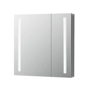 Royale Basic 30 in. W x 30 in. H Recessed or Surface Mount Medicine Cabinet with Bi-View Door, LED Lighting with Dimmer