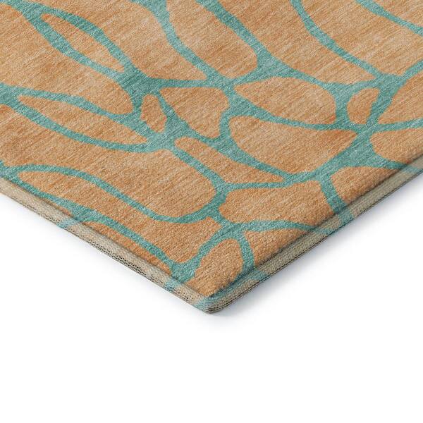 Mayfield Premium Machine Washable Abstract AMF1023 Peach 10 ft. x 14 ft. Area Rug