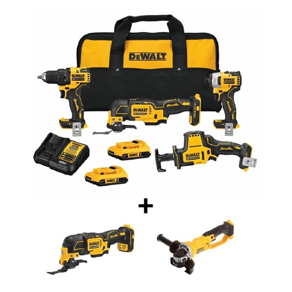 ATOMIC 20-Volt MAX Cordless Brushless Combo Kit (4-Tool), ATOMIC Oscillating Tool & 4-1/2 in. Grinder