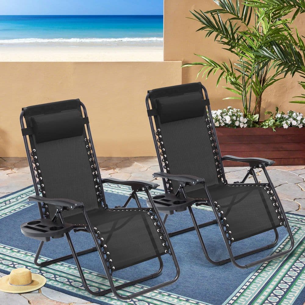 Zero Gravity Outdoor Lounge Chair (Set of 2), Outdoor Recliner Folding Pati