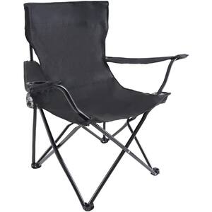 Black Plastic Garden Stool, Portable Folding Black Camping Chair