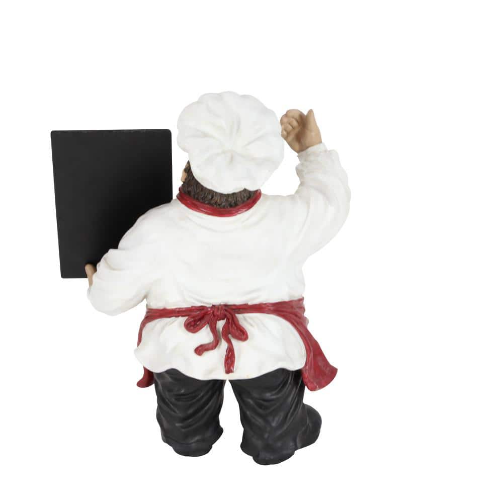 19" Multi Colored Polystone Chef Sculpture with Chalkboard
