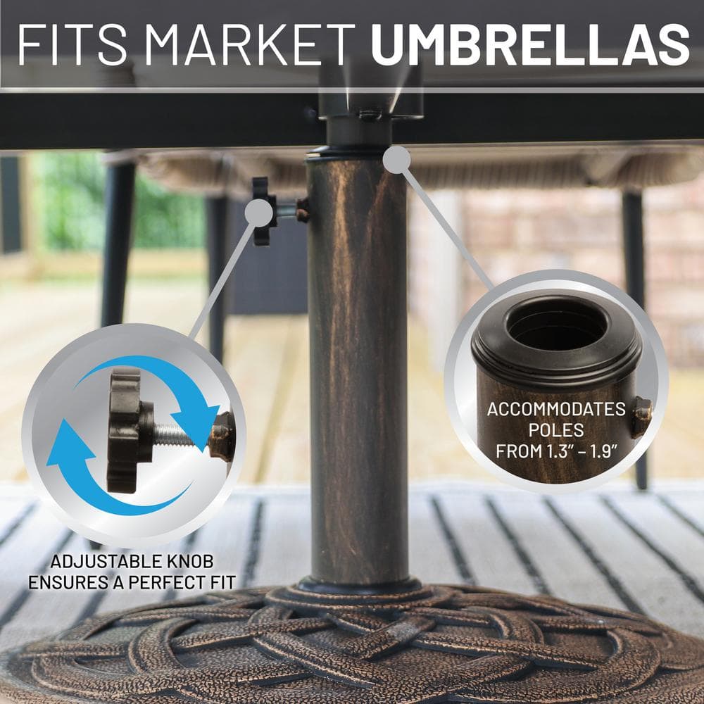 Bronze Cast Stone Round Patio Umbrella Base
