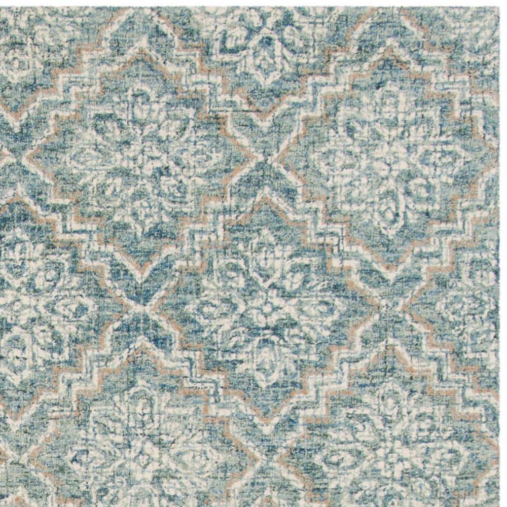 Handmade Tufted Blue Wool Abstract 9' x 12' Rug