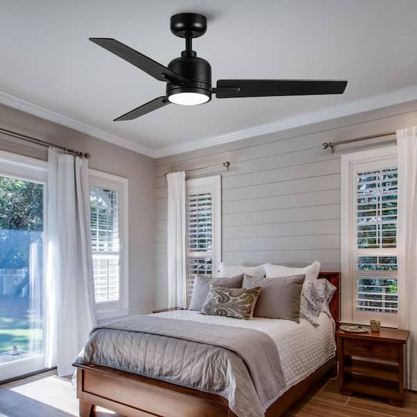 Lirael 48 in. Dimmable LED Indoor/Outdoor Black Smart Ceiling Fan w/ Light and Remote for Angle and Drop-Down Rod Mounts