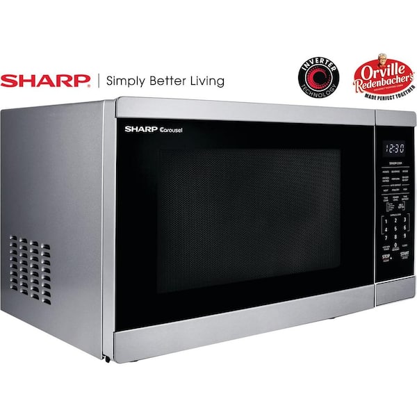 Sharp 20.40 in Width 1.4-Cu. Ft. Stainless Steel Orville Redenbacher's  Certification 1100 Watt Countertop Microwave Oven ZSMC1464HS - The Home  Depot