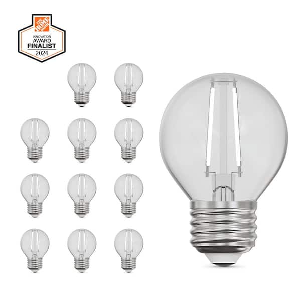 Feit Electric 60-Watt Equivalent G16.5 Globe Dimmable White Filament Clear Glass E26 LED Vintage Edison LIght Bulb, Daylight 12-Pack