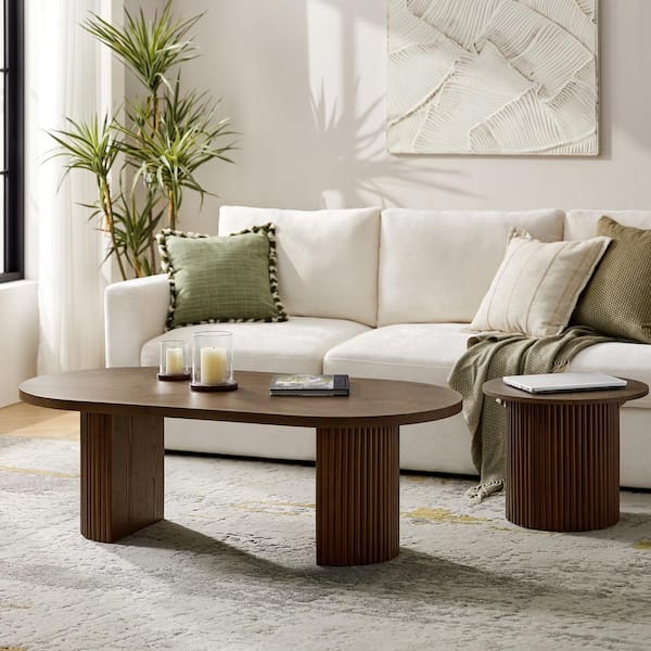JAYDEN CREATION Roland Walnut 53 in. W Modern MDF Oval
