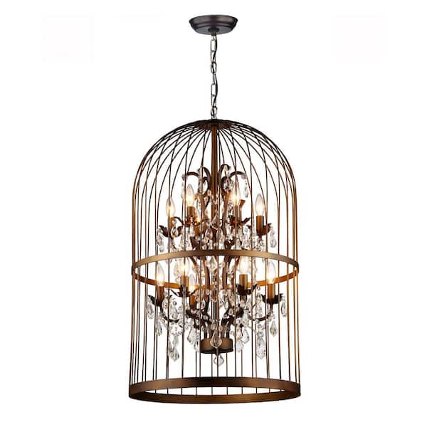 Rinee 19 in. 10-Light Indoor Rustic Bronze Chandelier with Light Kit