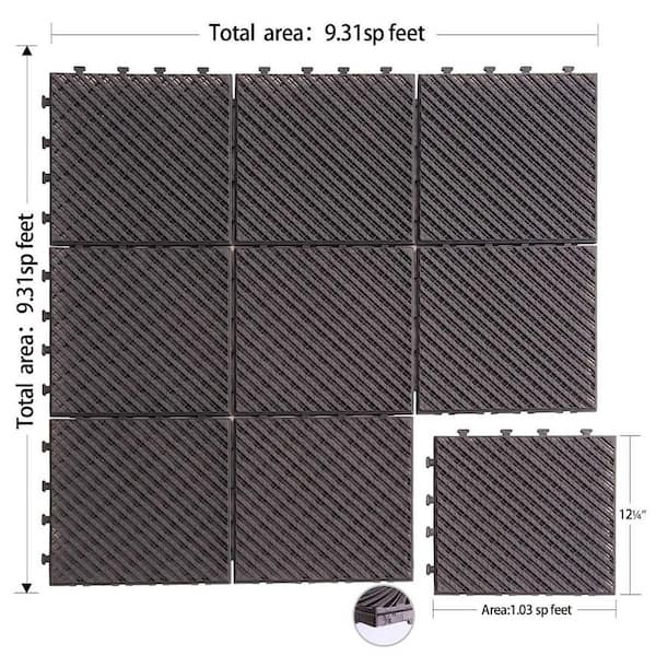 WRIGHTMASTER 1.02ft. x 1.02ft. Quick Deck Plastic Interlocking Deck Tile in Walnut Diagonal Stripes (36 sq. ft. per Box)