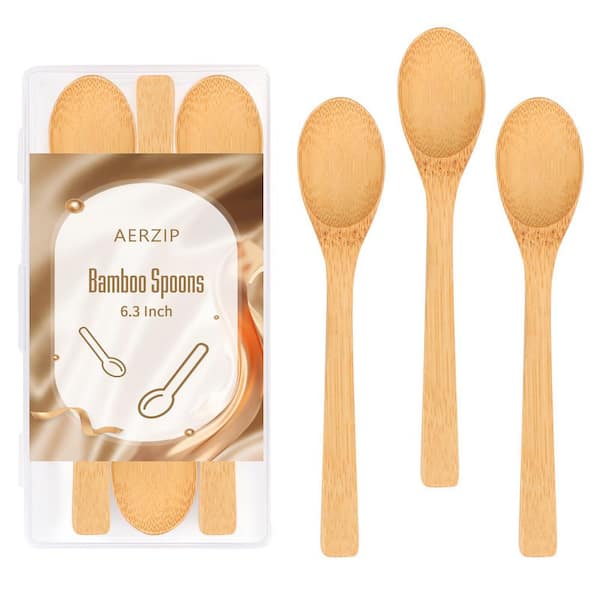 6.3 in Bamboo Spoons Set Small Wooden Teaspoons for Coffee and Tea 3Pack Specialty Flatware for daily use
