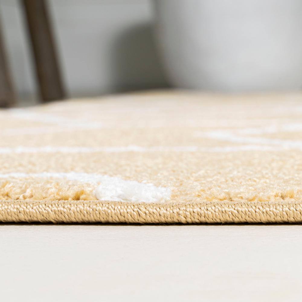 Mid-Century Geometric Gold and White 4' x 6' Area Rug