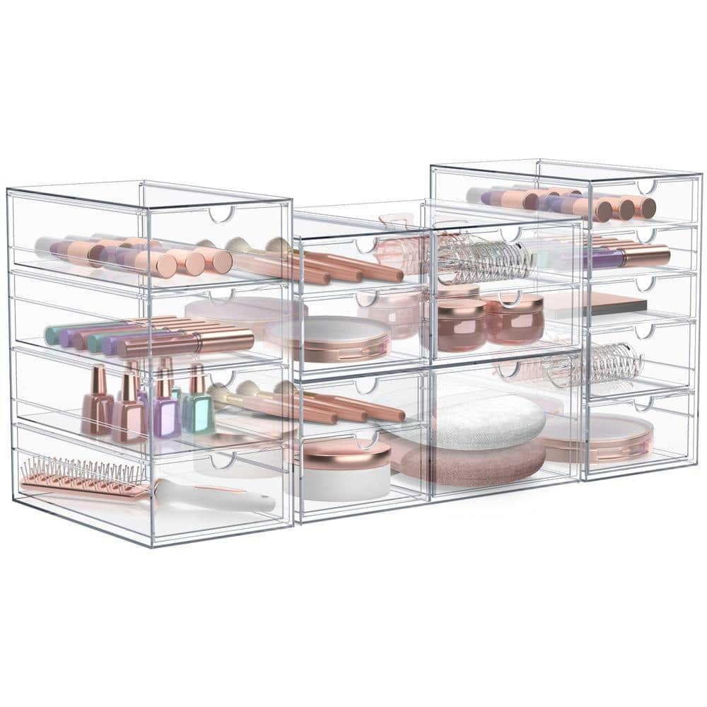 Sorbus Stackable 16-Drawers Cosmetic Organizer Clear