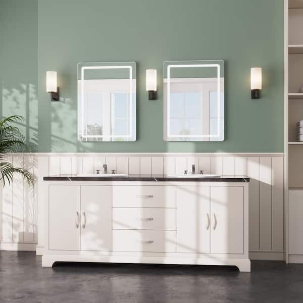 24 in. W x 32 in. H Rectangular Frameless LED Light Anti-Fog Wall Mounted Bathroom Vanity Mirror in Silver