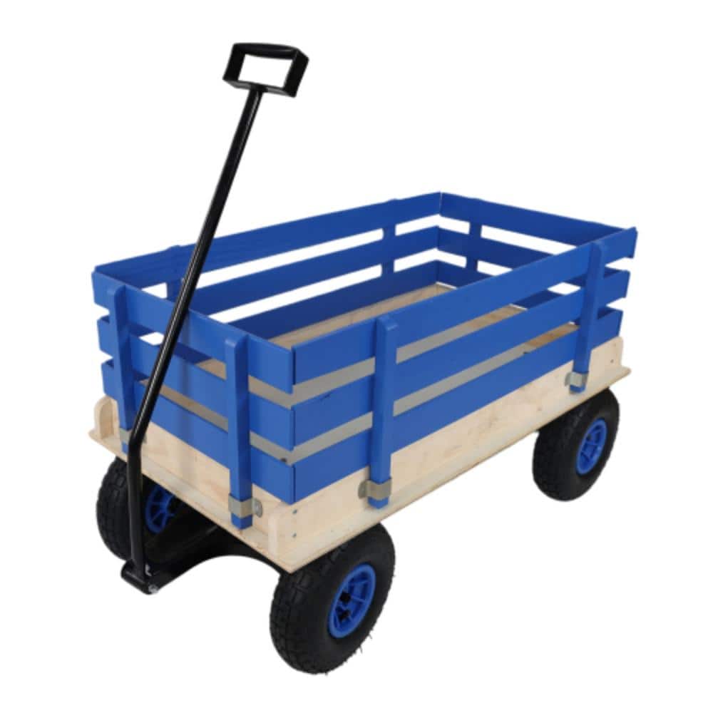 All-terrain Children's and Garden Wooden Carriages Serving Cart with Rubber Inflatable Wheels in Blue price history on PriceWatchPro