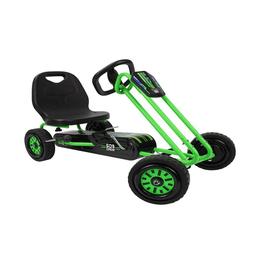 Green Adjustable Pedal Go Kart with Ergonomic Seat