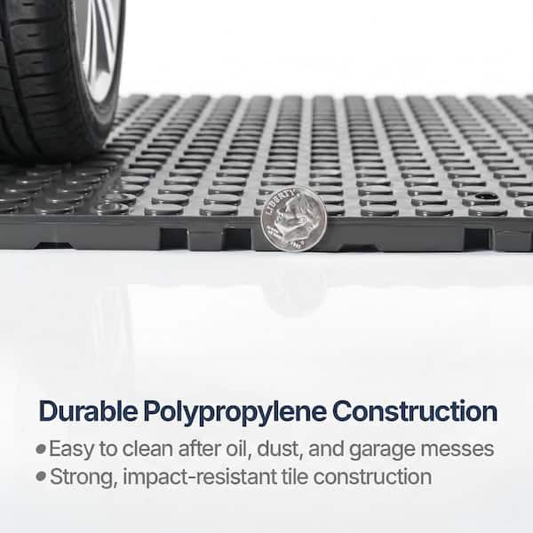 Nitro Coin 3/8 in. Garage Tiles, Graphite, 12 in. x 12 in., 16-Pack, Covers 16 sq. ft., Interlocking Floor Tiles