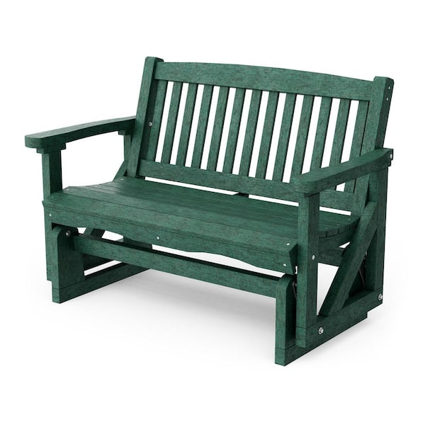 Classic 2-Person Turf Green Plastic Outdoor Mission Glider