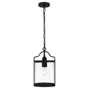 Atticus 1-Light Earth Black Pendant with Clear Seeded Glass