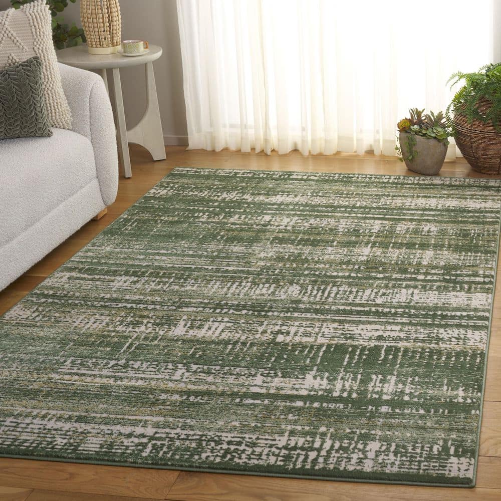 Prestige 2 ft. x 4 ft. Ivory/Green Distressed Striped Area Rug price history on PriceWatchPro