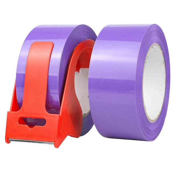 Purple Packing Tape with Dispenser 2.4 mil Thickness 1.88 in. x 110 yds. 2 Refills for Moving Shipping Packaging