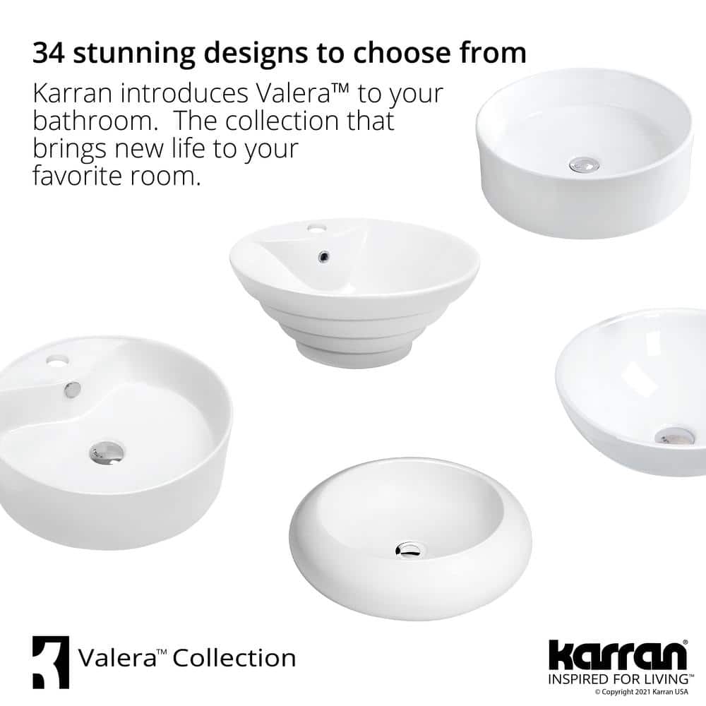 Elegant Valera 24" White Ceramic Rectangular Vessel Bathroom Sink