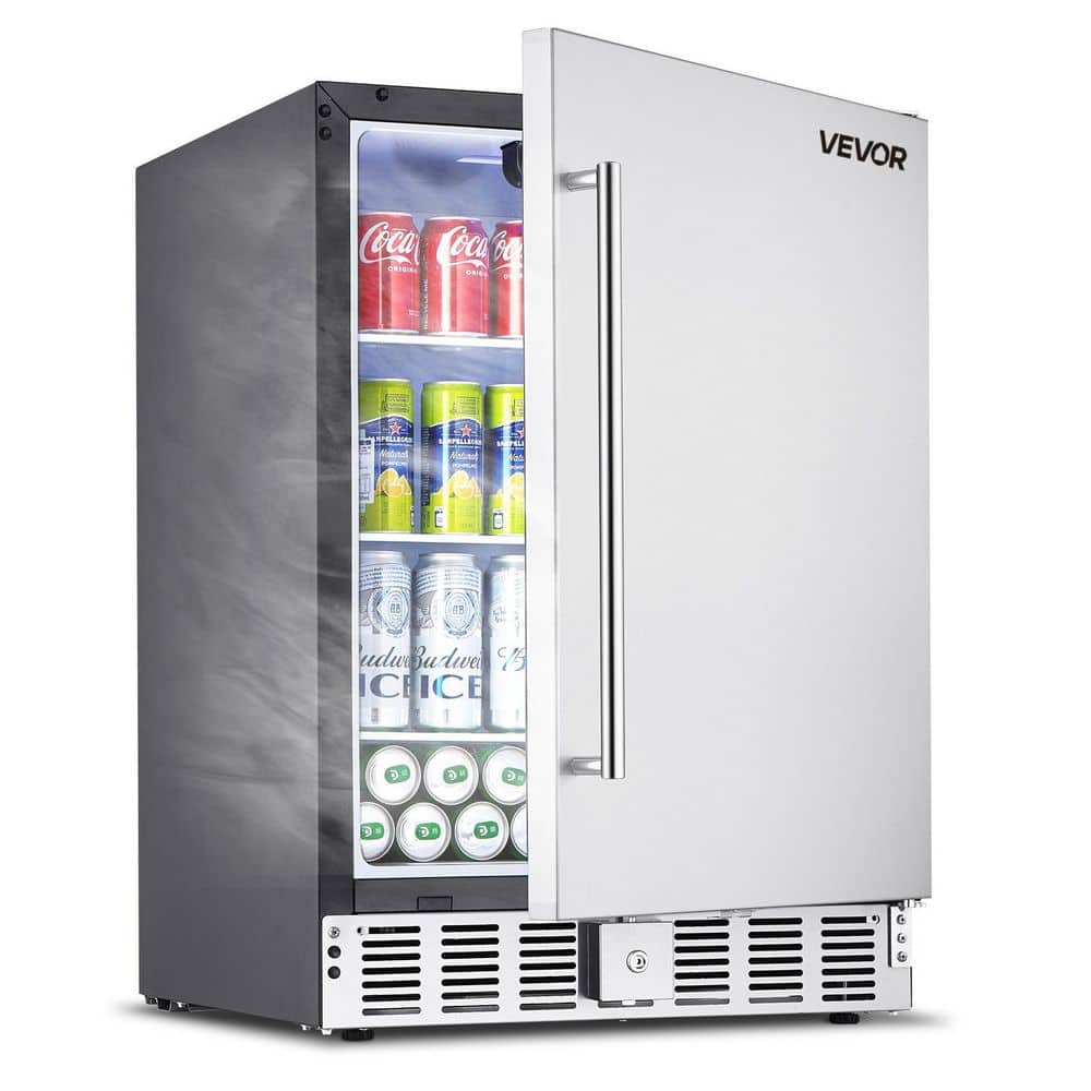 24.43in. Beverage Fridge Refrigerator 150 QT Indoor/Outdoor Undercounter or Freestanding with Metal Plate Body Sliver