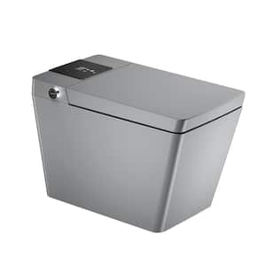 Rectangular 12 in. Roungh-In Smart Toilet Bidet, Auto Open/Flushing, Remote, LED Screen Display Round Seat in Matte Gray