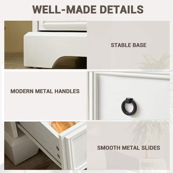 White 6-Drawer 15.75 in.W Chest of Drawers