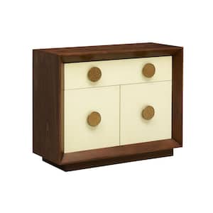 Shelburne Walnut, Cream & Gold 31 in. H Storage Cabinet with Two Doors