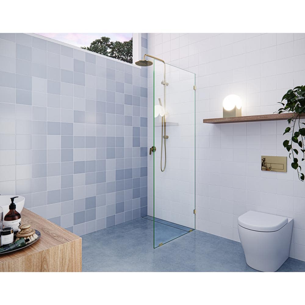 Vela 78" Frameless Shower Panel with Polished Brass Hardware