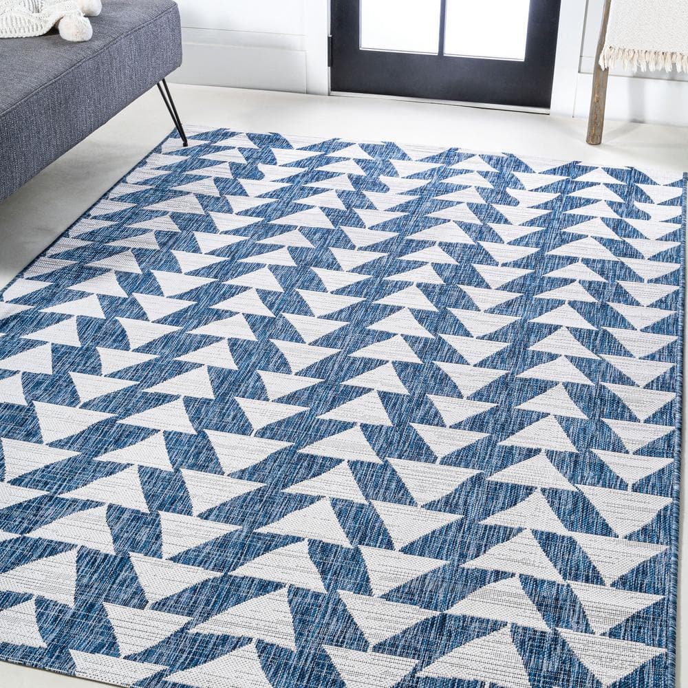 JONATHAN Y Andratx Modern Ivory Blue 8 Ft X 10 Ft Tribal Geometric   Ivory Blue Jonathan Y Area Rugs Smb126c 8 64 1000 