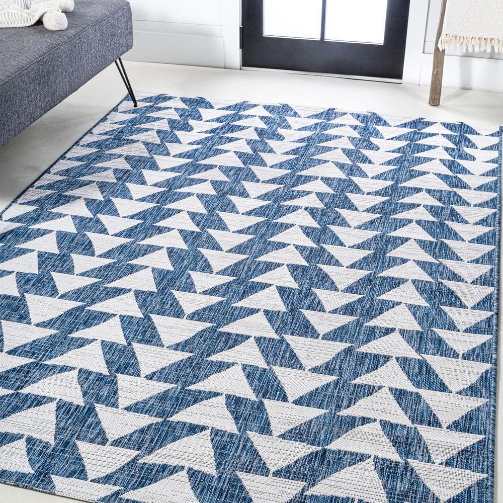 Andratx 8' x 10' Blue Geometric Synthetic Indoor/Outdoor Rug
