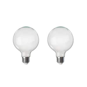 100-Watt Equivalent G40 Dimmable Straight Filament White Glass E26 Vintage Edison LED Light Bulb, Soft White (2-Pack)