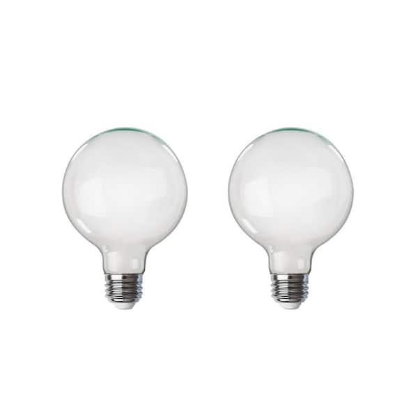 Feit Electric 100-Watt Equivalent G40 Dimmable Straight Filament White Glass E26 Vintage Edison LED Light Bulb, Soft White (2-Pack)
