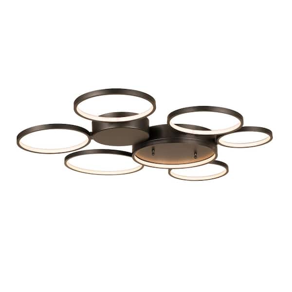 Modland Light Pro 33 in. 7-Light Matte Black Dimmable Integrated LED Flush Mount (1-Pack)