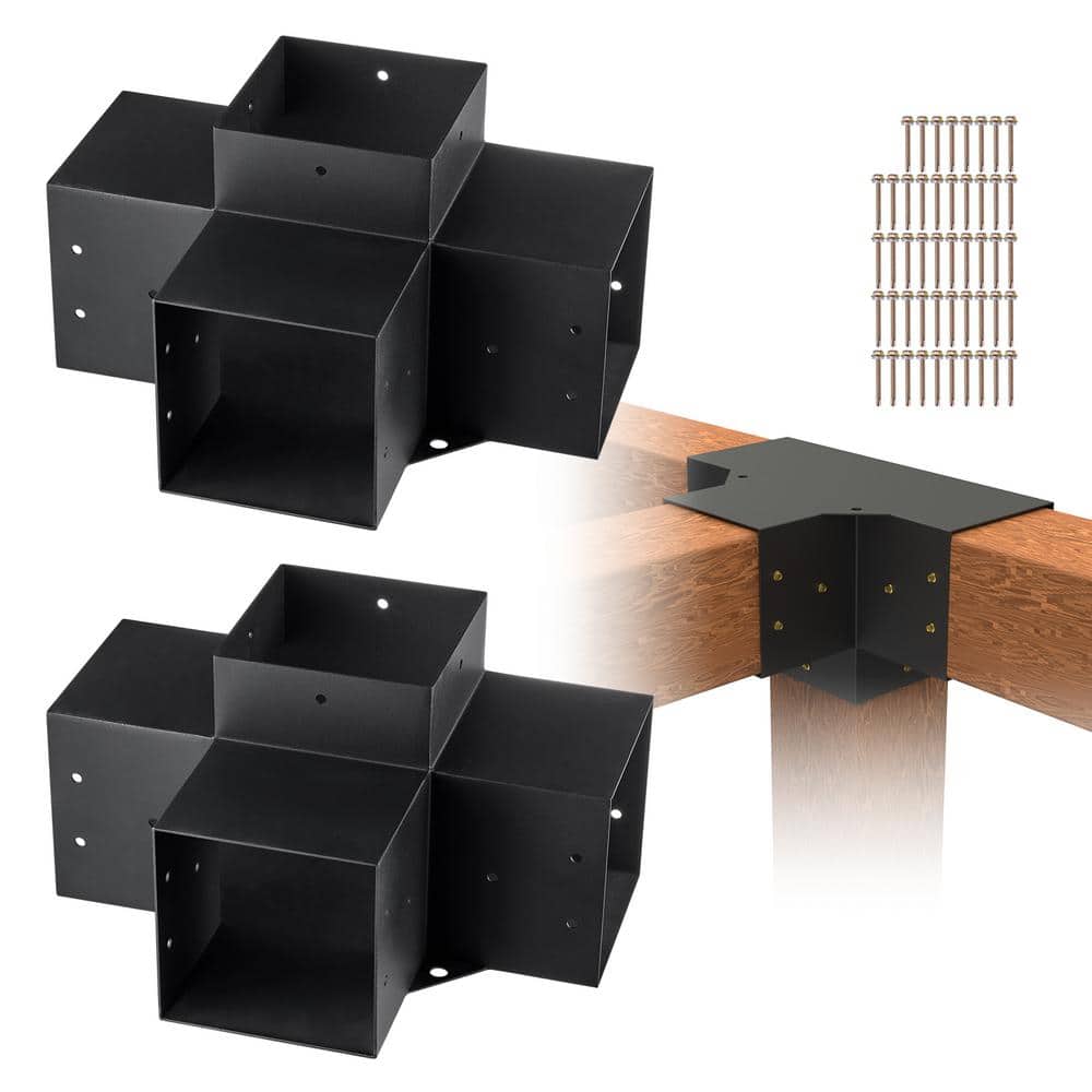Pergola Bracket Kit 6 in. x 6 in. 2-Piece 4-Way Heavy-Duty Corner Bracket Woodworks DIY Post Base Kit Easy Installation price history on PriceWatchPro